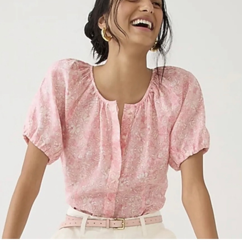 J. Crew Pink Floral Blouse